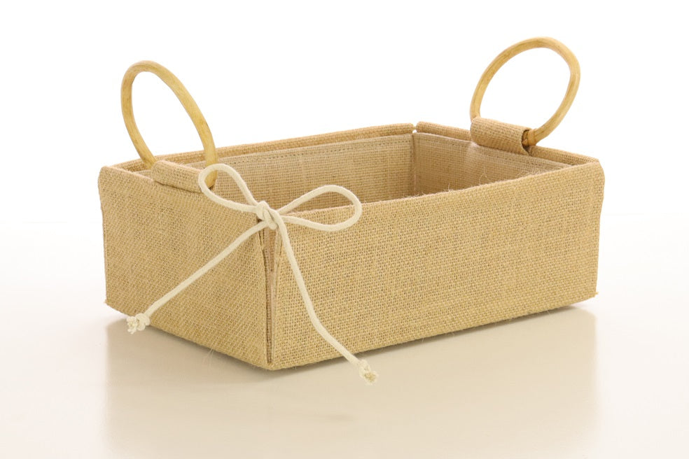 Hamper Tray Jute with Handles - Small