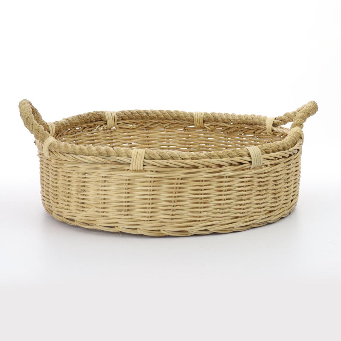 Hamper Basket Round Rattan with Jute Handles - 33cm