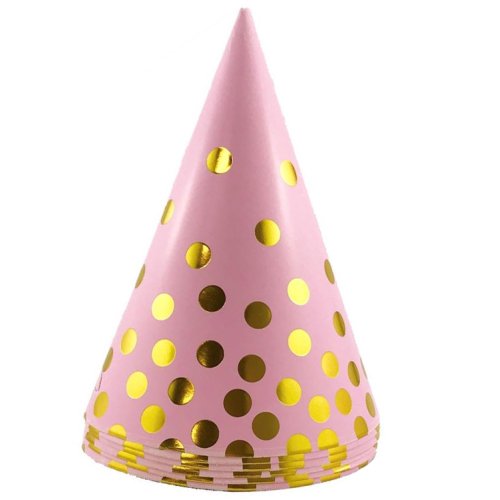 Cone Hats Polka Dot - Pink/Gold