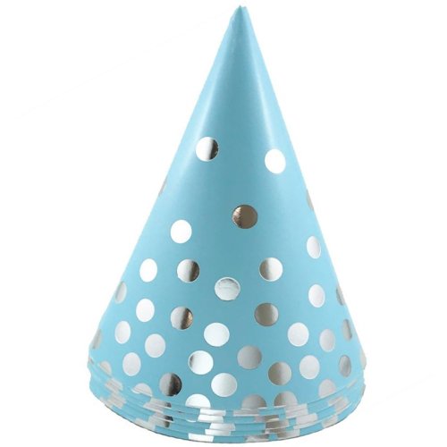 Cone Hats - Polka Dot Blue/Silver