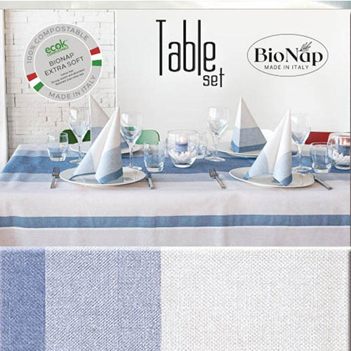 Bionap Stoff Blue Compostable Table Set