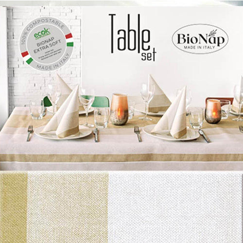 Bionap Stoff Gold Compostable Table Set
