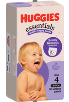 Huggies Essentials Nappy Pants Size 4 - TODDLER Carton: 4 x 30Pk