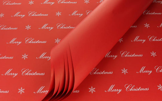 Kraft Paper 80gsm Red 50cm x 70cm - Merry Christmas Printed