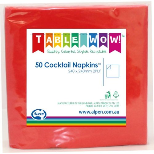 Red Cocktail Napkin 2ply - Carton: 300