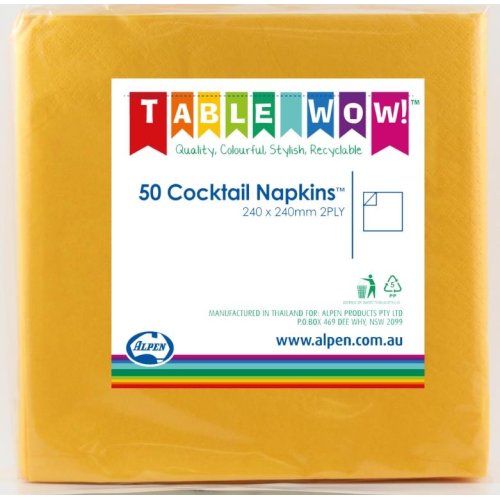 Yellow Cocktail Napkin 2ply - Carton: 300