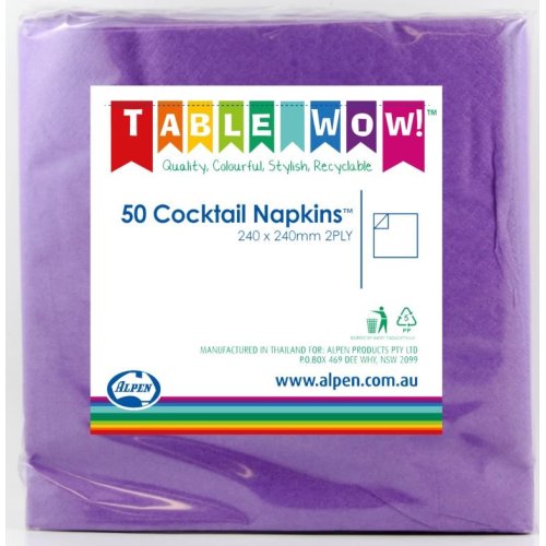 Purple Cocktail Napkin 2ply - Carton: 300
