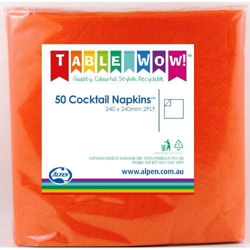 Orange Cocktail Napkin 2ply - Carton: 300