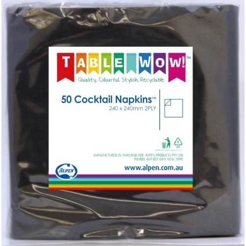 Black Cocktail Napkin 2ply - Carton: 300