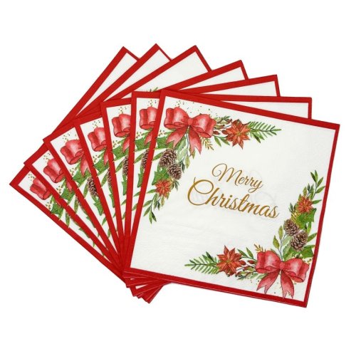 Printed Merry Christmas Lunch Napkin 2ply - Carton: 200