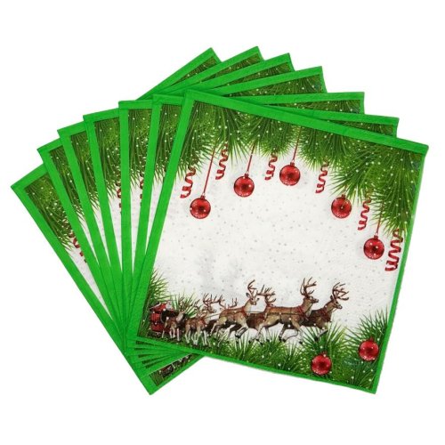 Printed Christmas Reindeer Lunch Napkin 2ply - Carton: 200