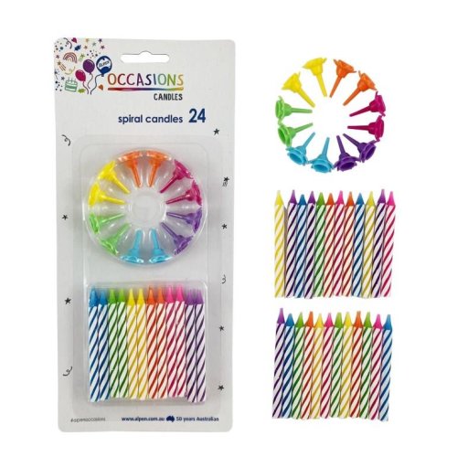 Birthday Candles with 12 Flower Holders - Rainbow Spiral