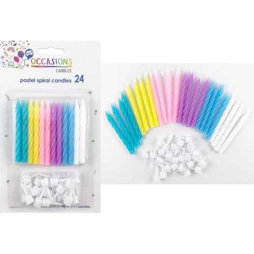 Birthday Candles with Holders - Pastel 6 Colour