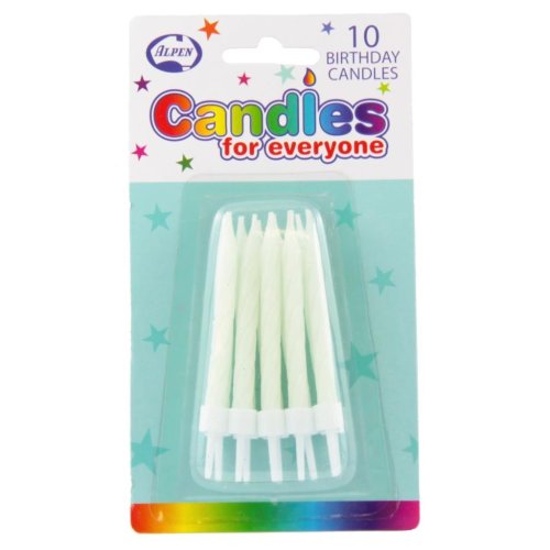 Birthday Candles with Holders - Spiral Glow in the Dark