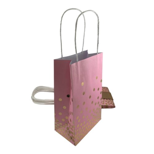 Paper Party Bags - Pink with Gold Dots
