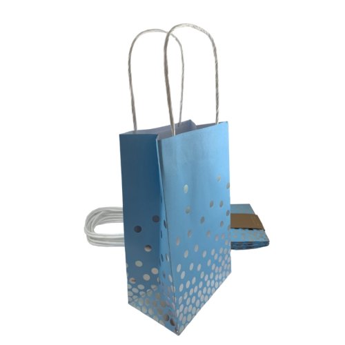 Paper Party Bags - Blue with Silver Dots