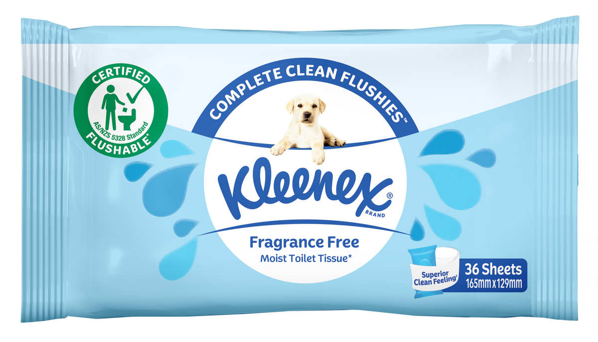 Kleenex® Flushable Wipes – Fragrance free 36 Wipes Carton: 12 Packs