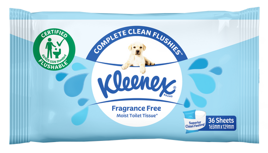 Kleenex® Flushable Wipes – Fragrance free 36 Wipes Carton: 12 Packs