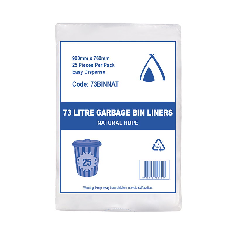 73L HDPE Natural Binliner 900 X 760mm Carton: 250