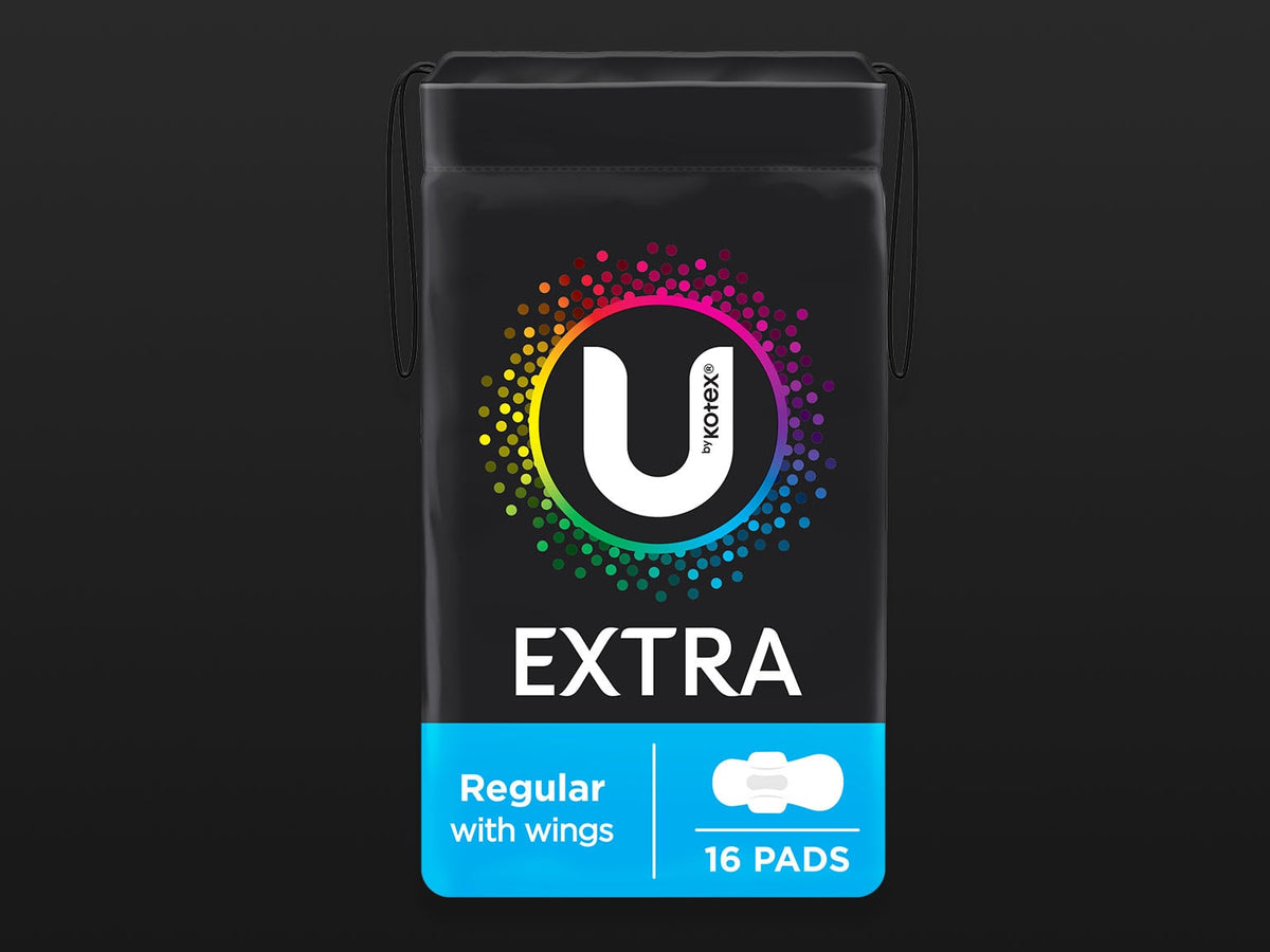 U by Kotex® Extra Regular Pads with Wings - Carton 6 Packs