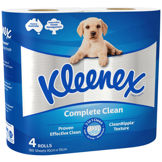 Kleenex® Complete Clean Toilet Paper 180 sheet Roll Carton: 15 x 4 Pack