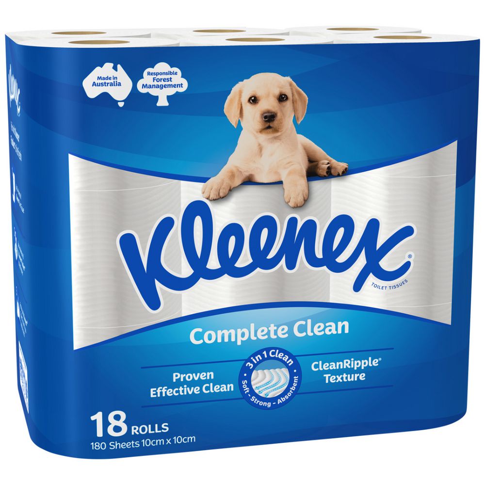 Kleenex® Complete Clean Toilet Paper 180sheets Carton: 5 x 18 Pack