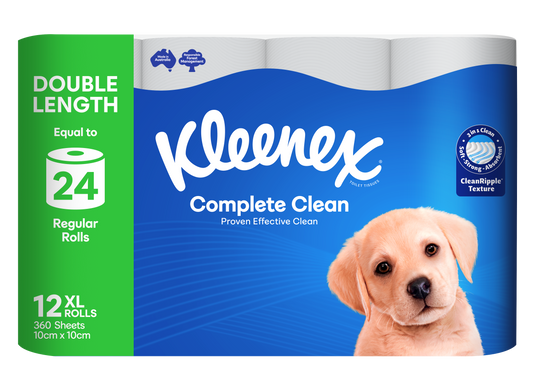 Kleenex® Complete Clean Double Length 360 sheets Carton: 5 x 12 Pack