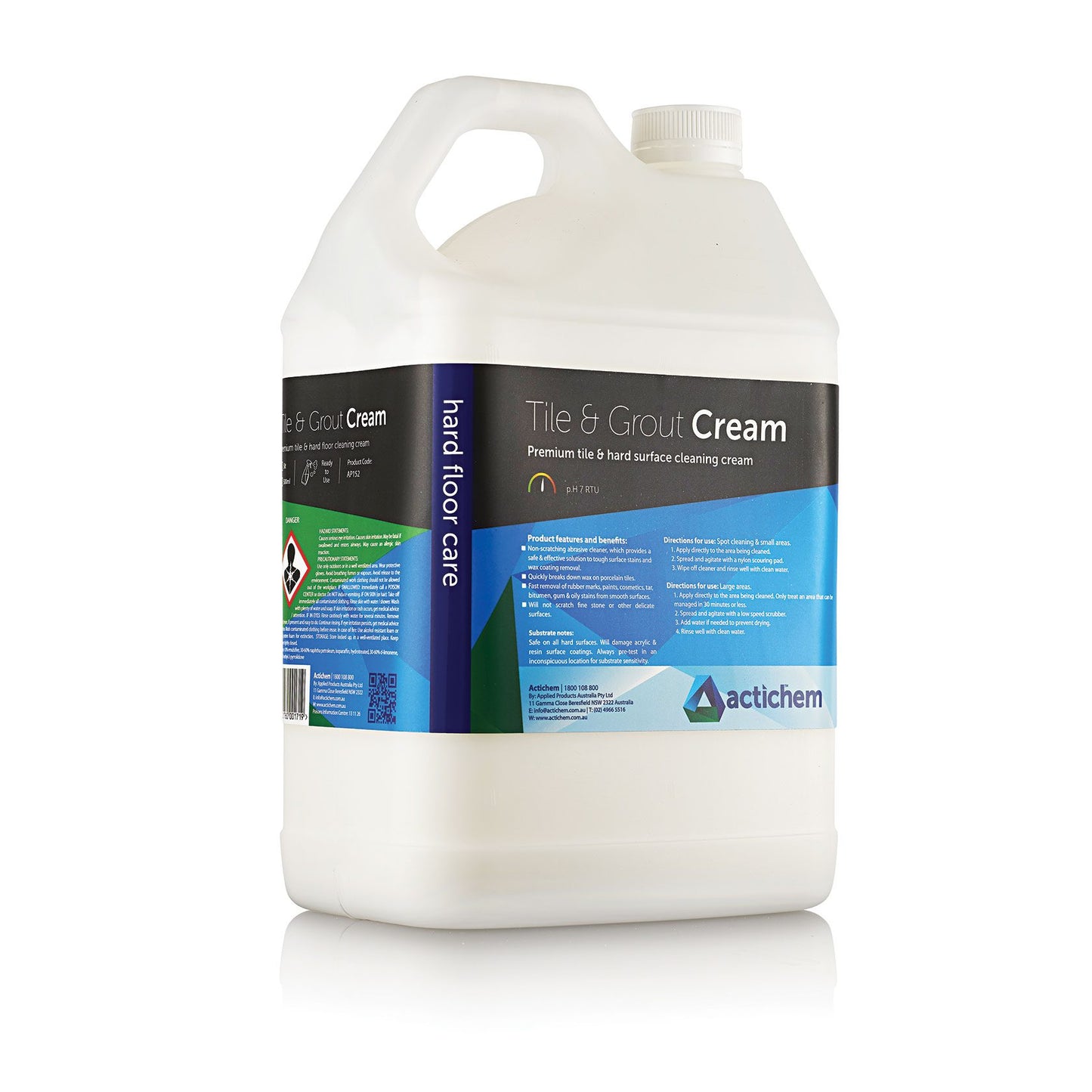 Tile & Grout Cream, High performance cream for removing wax films, tough grime, paint and cosmetics - 5L