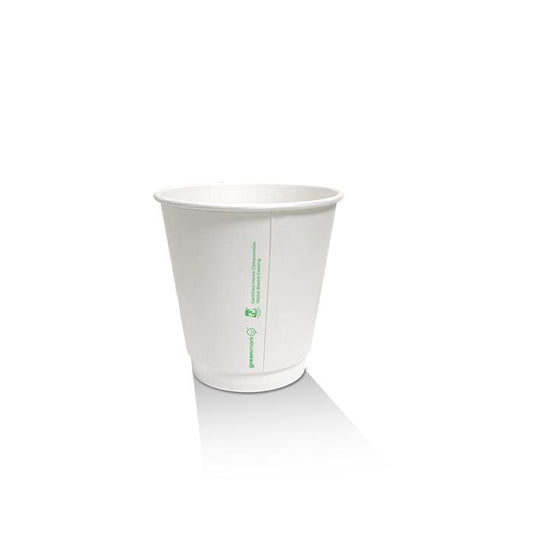 White Aqueous Coated Double Wall Hot Cup - 8oz ( one lid fits all sizes)