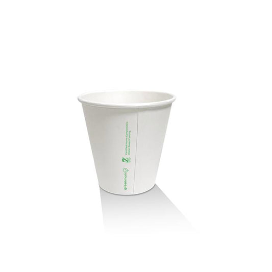 White Aqueous Coated Single Wall Hot Cup  - 8oz ( one Lid Fits all Sizes)