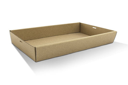 Brown Corrugated Rectangle Catering Tray - Large 50mm Height