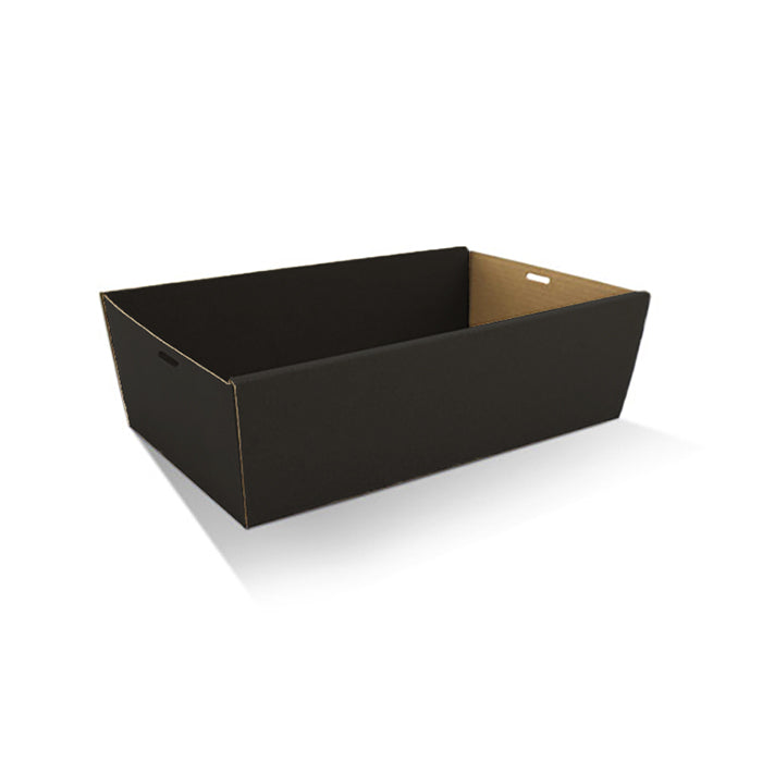 Catering Tray Corrugated Rectangle Black - Medium 80mm Height