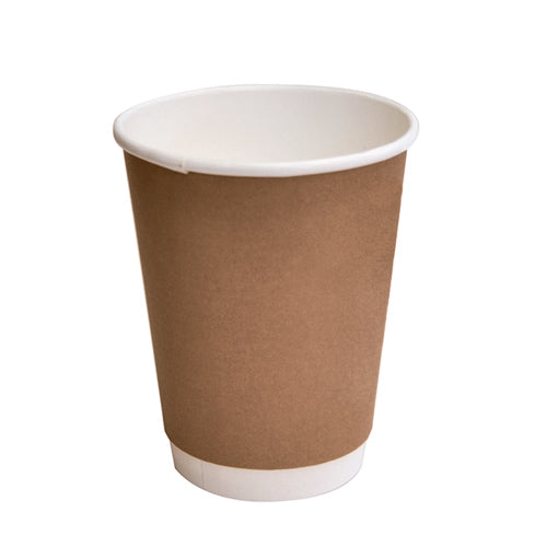 Brown Print PLA Coated Double Wall Hot Cup - 12oz