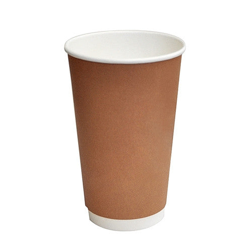 Brown Print PLA Coated Double Wall Hot Cup  - 16oz