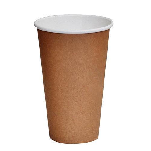 Brown Print PLA Coated Single Wall Hot Cup  - 16oz