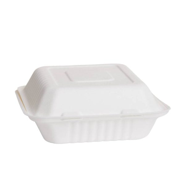 Bioway Sugarcane DInner Box 3 compartment - White