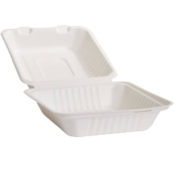 Bioway Sugarcane Hi Top DInner Box - White