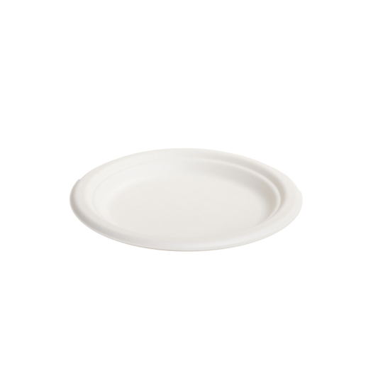 Bioway White Sugarcane 7" Round Plate