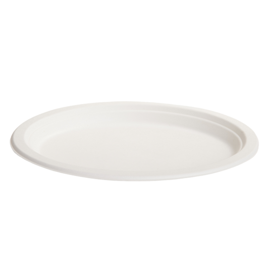 Bioway Sugarcane White Oval Plate 10" x 8.5"