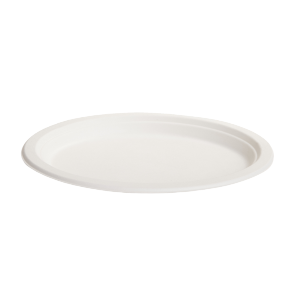 Bioway Sugarcane White Oval Plate 7"x 9"