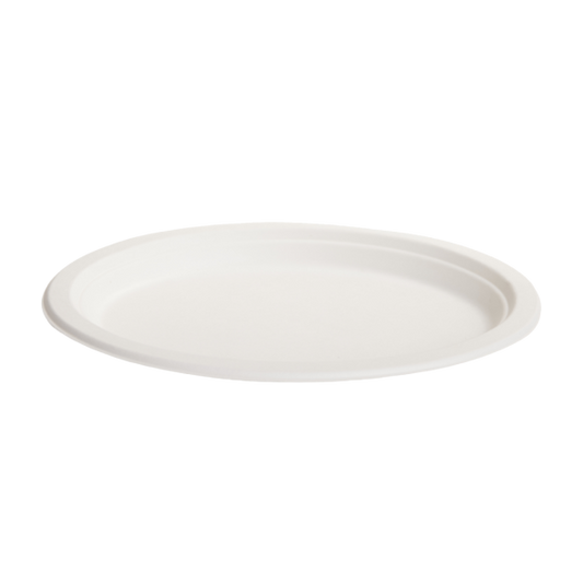 Bioway Sugarcane White Oval Plate 7"x 9"