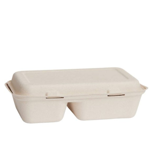 Bioway Sugarcane 2 Compartment Large Snack Box - Natural