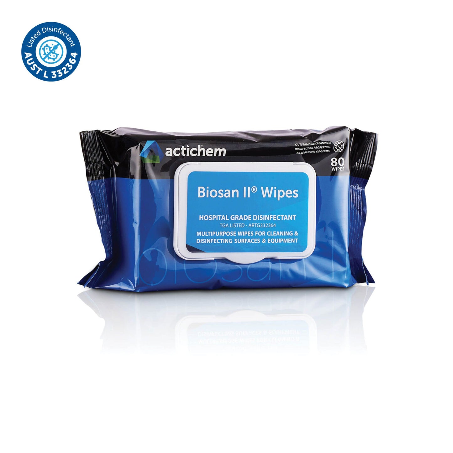 Biosan II Hospital Grade Disinfectant 80 Wipes Carton: 12 Packs