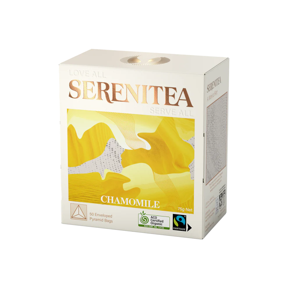Serenitea Organic Chamomile Compostable/ Biodegradable Pyramid Tea Bag Carton 6 x 50