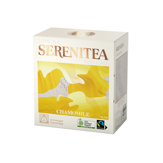 Serenitea Organic Chamomile Compostable/ Biodegradable Pyramid Tea Bag Carton 6 x 50