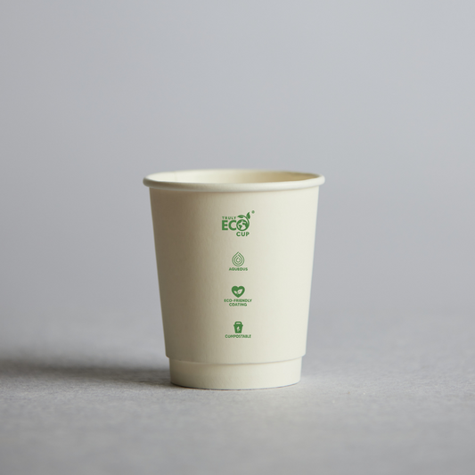 White Truly Eco Double Wall Hot Cup - 8oz Universal 90mm