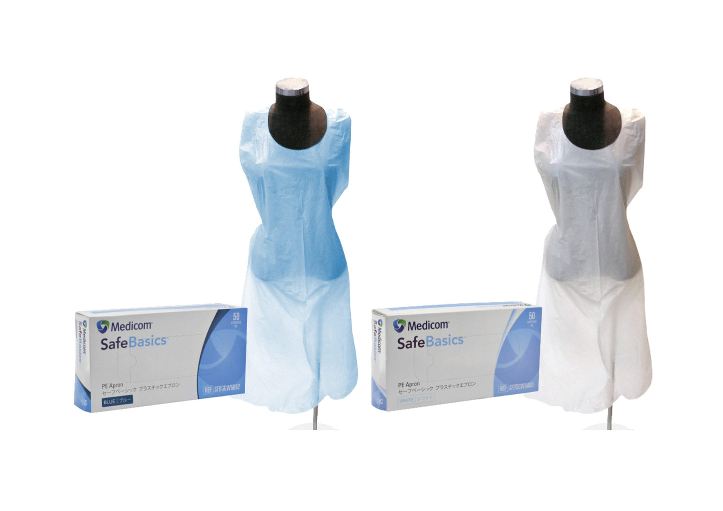 SafeBasics Disposable Plastic Apron - Blue