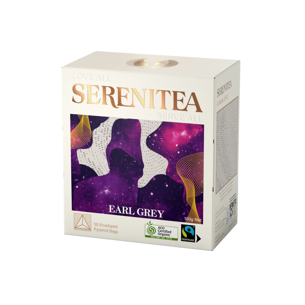 Serenitea Organic Earl Grey Pyramid Compostable/Biodegradable Tea Bags Carton: 6 x 50