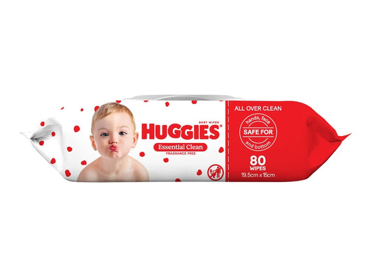 Huggies Essential Clean Baby Wipes - 80 wipes Carton: 6 Packs