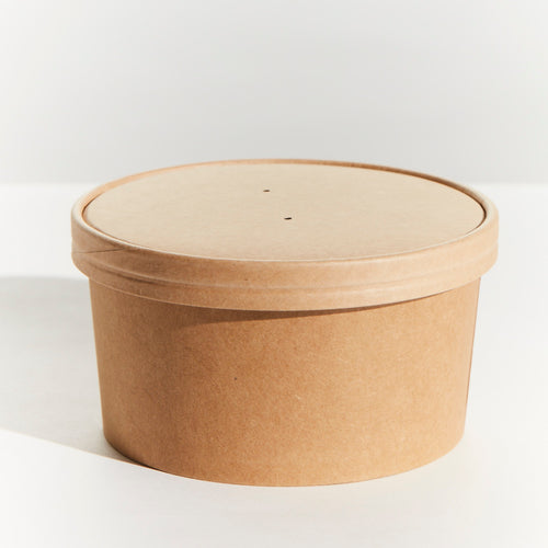 Supa Bowl Vented Hot Food Lid Kraft to suit 500/750/1000ml